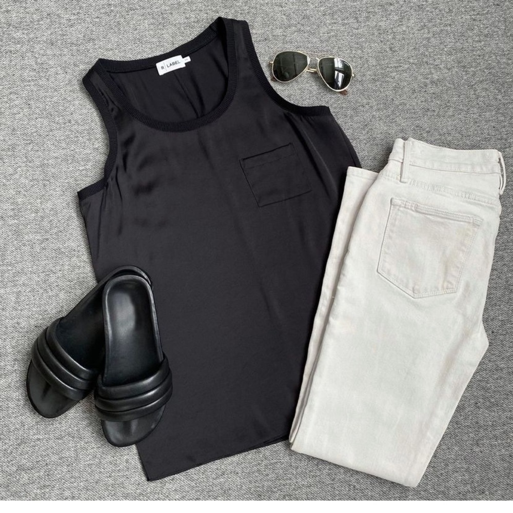 NWT! R LABEL by THE RESET Black Satin Tank XL.  $128